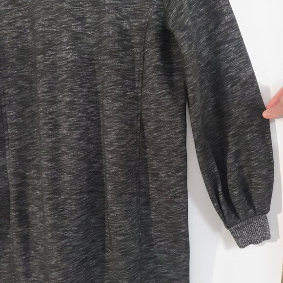 Lou & Grey Cotton Blend Gray Black Balloon Sleeve Sweater Shift Dress Size Small - Picture 8 of 8